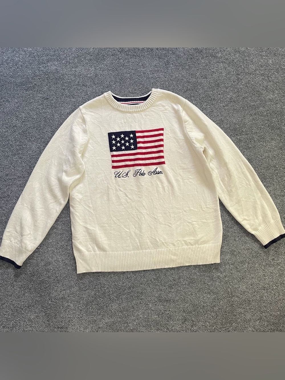 US Polo Assn. American Flag Cream Sweater